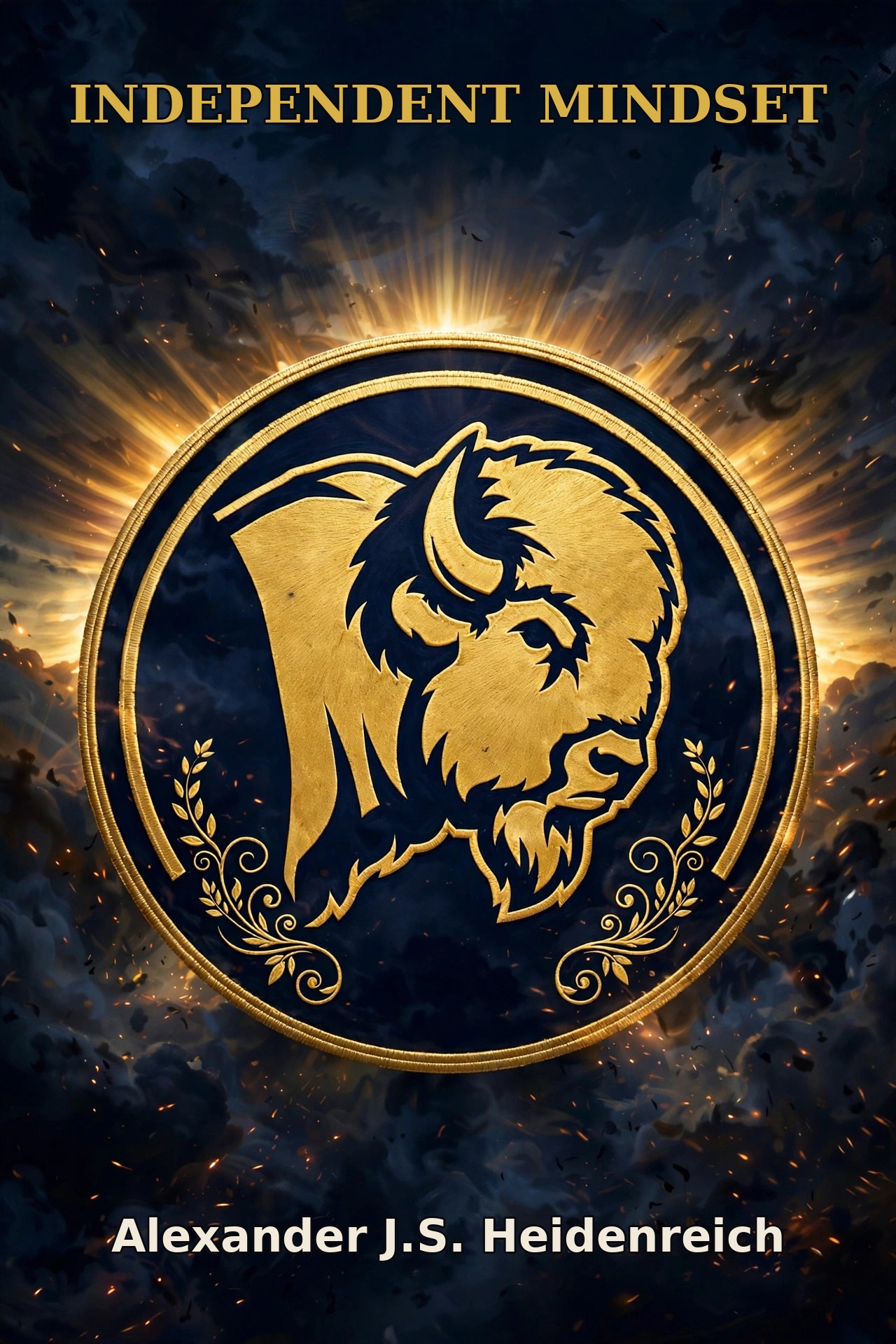Independent Mindset book cover — a gold buffalo emblem against a sunrise