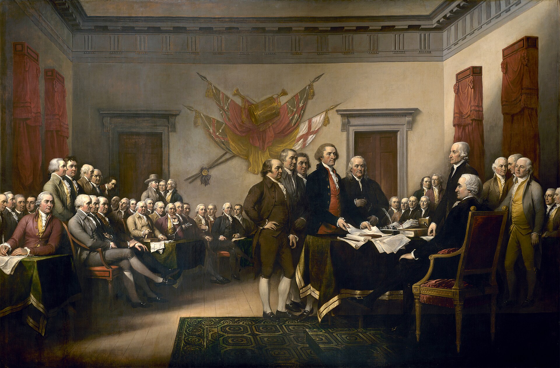 John Trumbull's 1819 painting of the presentation of the Declaration of Independence to Congress